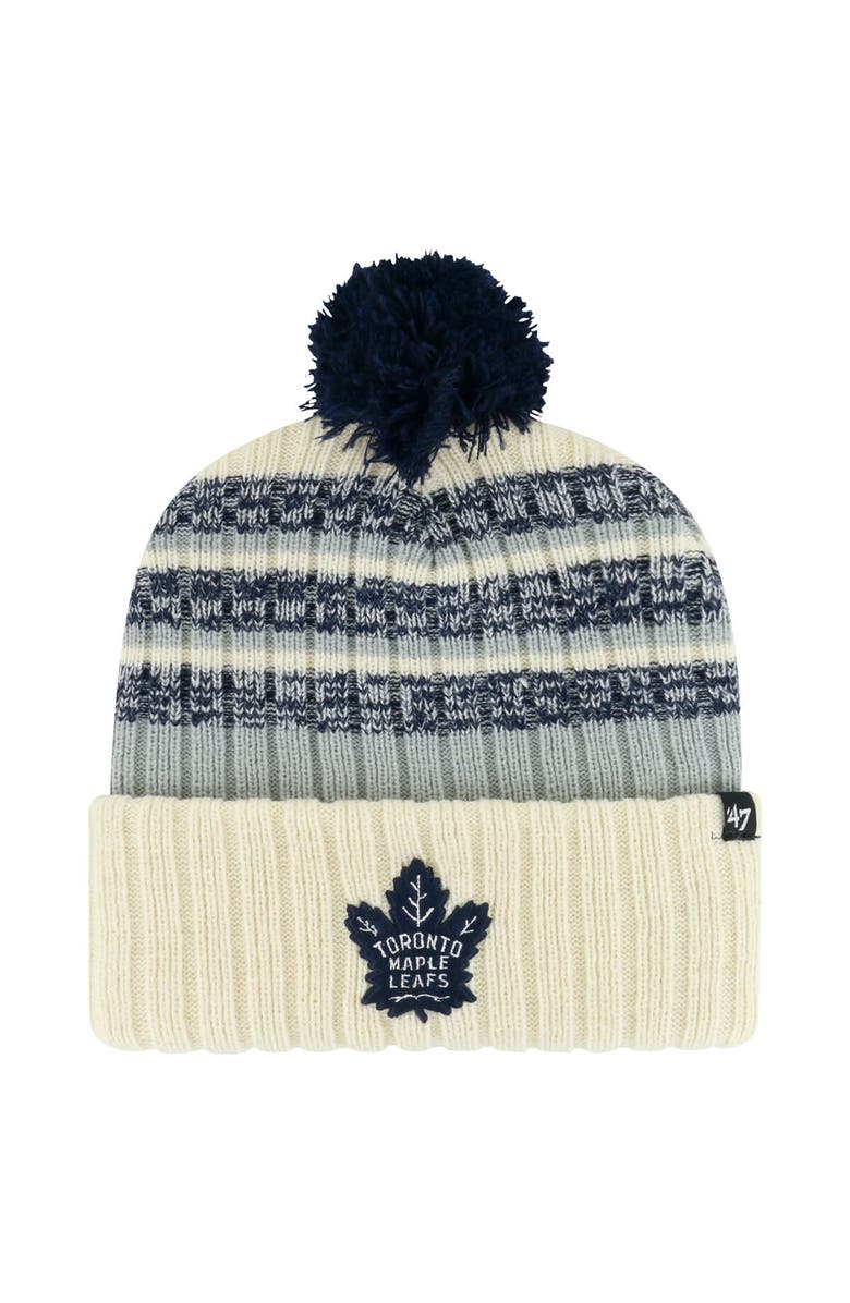 '47 Men's '47 Cream Toronto Maple Leafs Tavern Cuffed Knit Hat with Pom, Main, color,