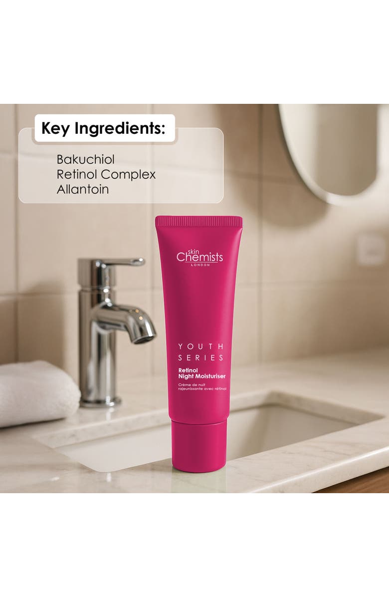 SKINCHEMISTS Retinol Bakuchiol Anti-Ageing Night Moisturiser 50ml for Fine Lines, Wrinkles, Firmness & Radiance, Alternate, color, White
