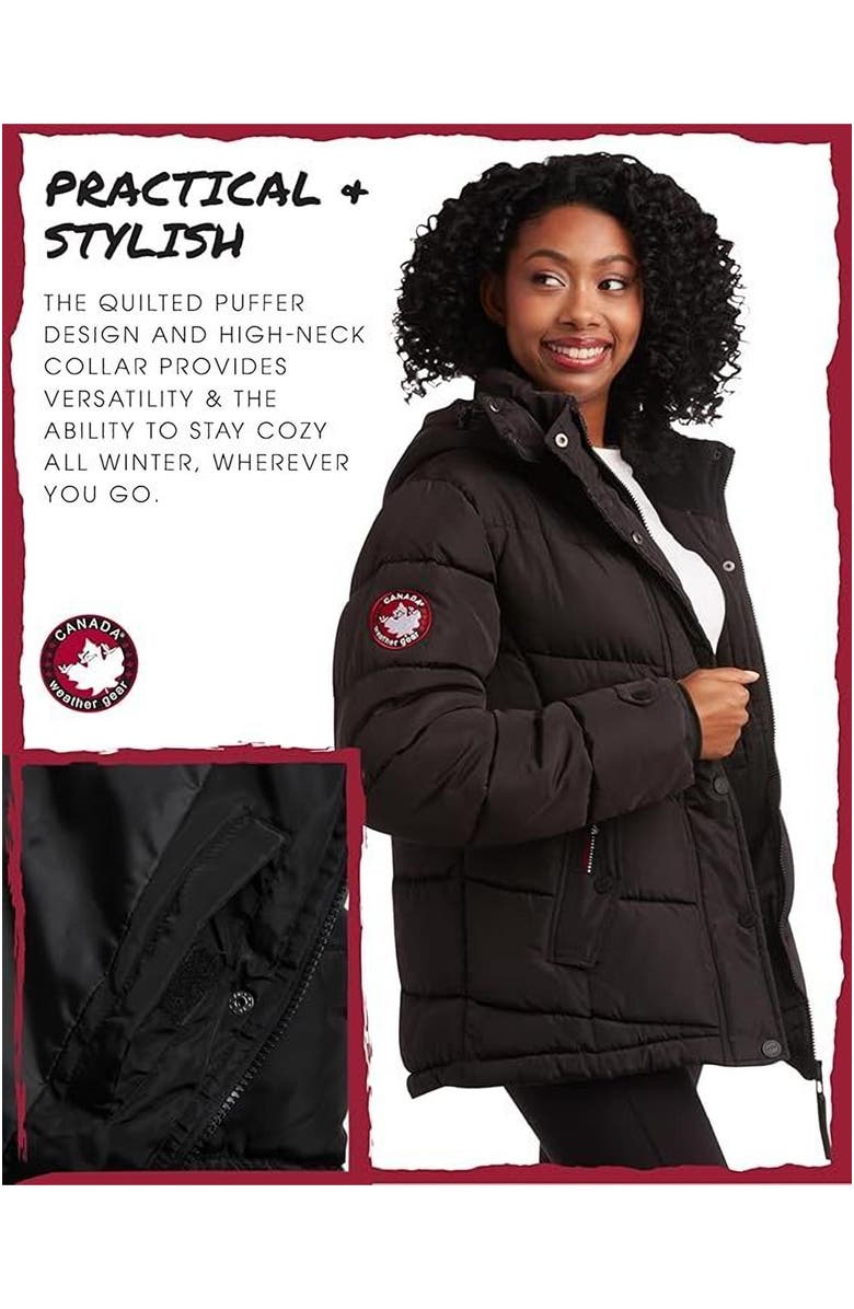 CANADA WEATHER GEAR Women's Quilted Winter Jacket, Alternate, color, Black
