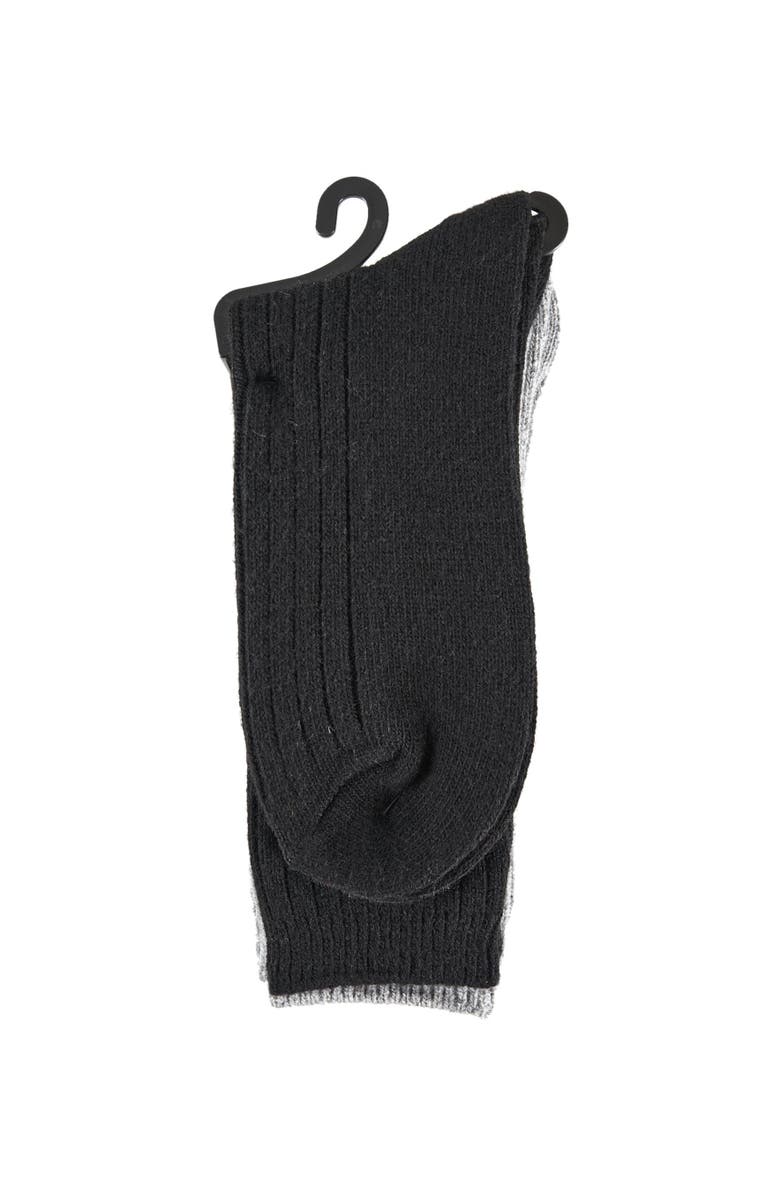 French Connection Cashmere Flat Crew Sock 2-Pack, Alternate, color, Grey Black