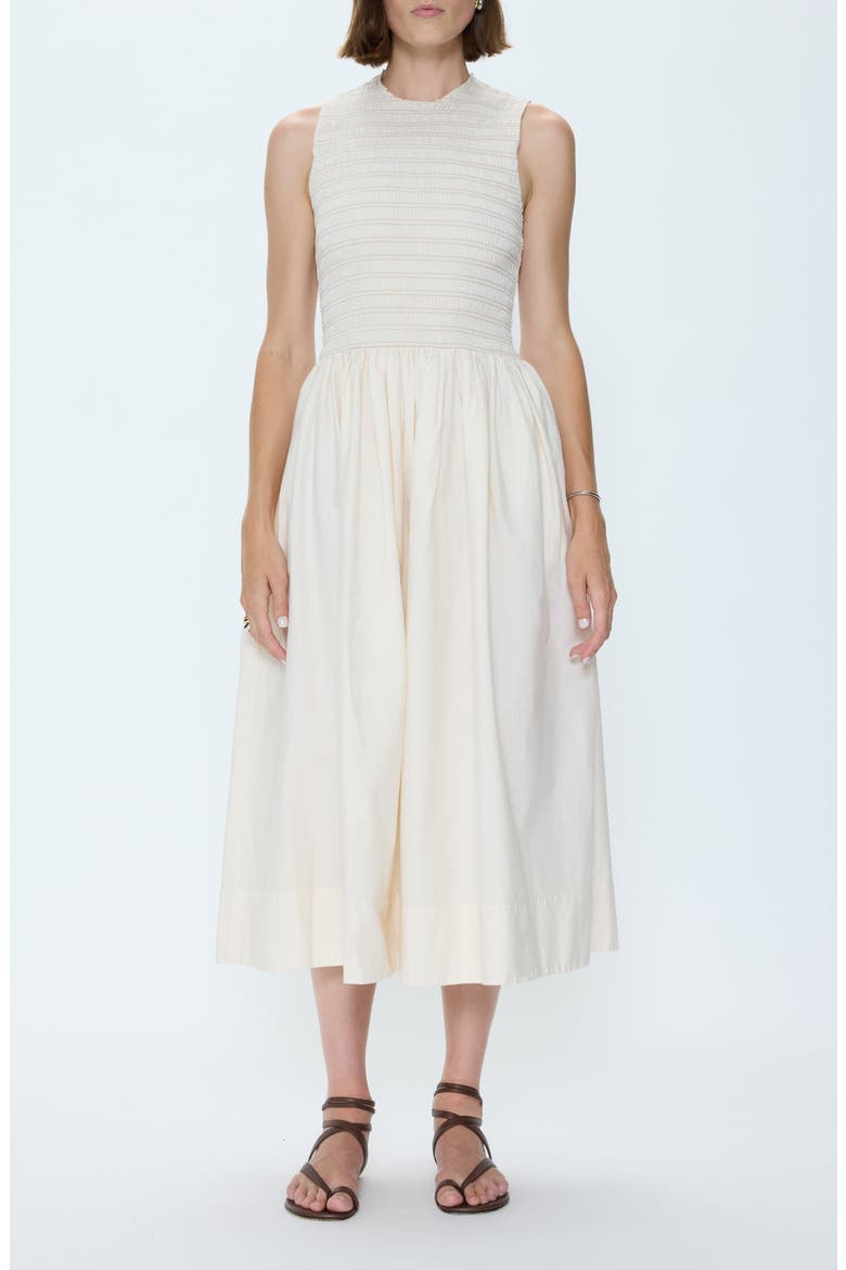 Gladys Smocked Midi Dress, Main, color, OYSTER SHELL