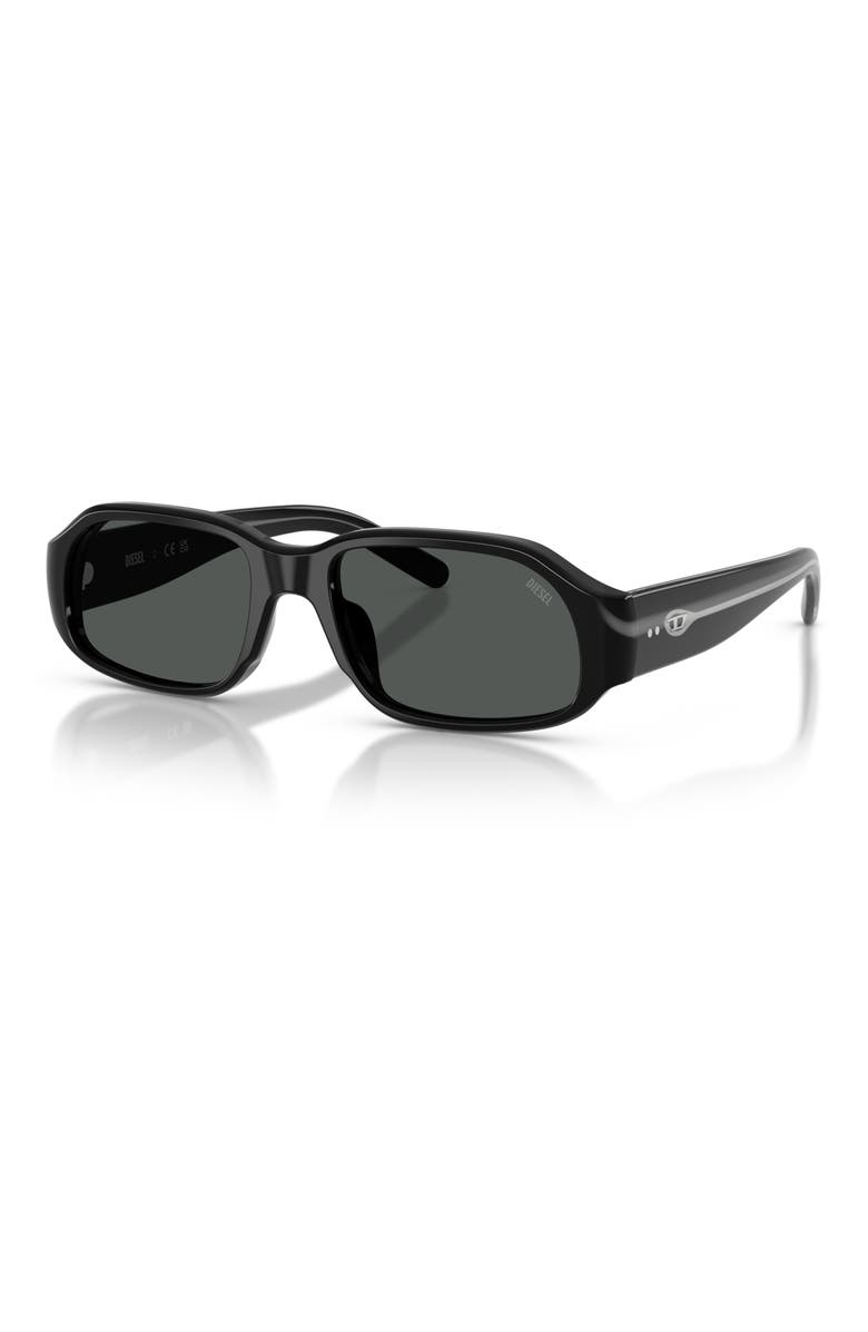 DIESEL<sup>®</sup> 55mm Oval Sunglasses, Alternate, color, Solid Black / Solid Black