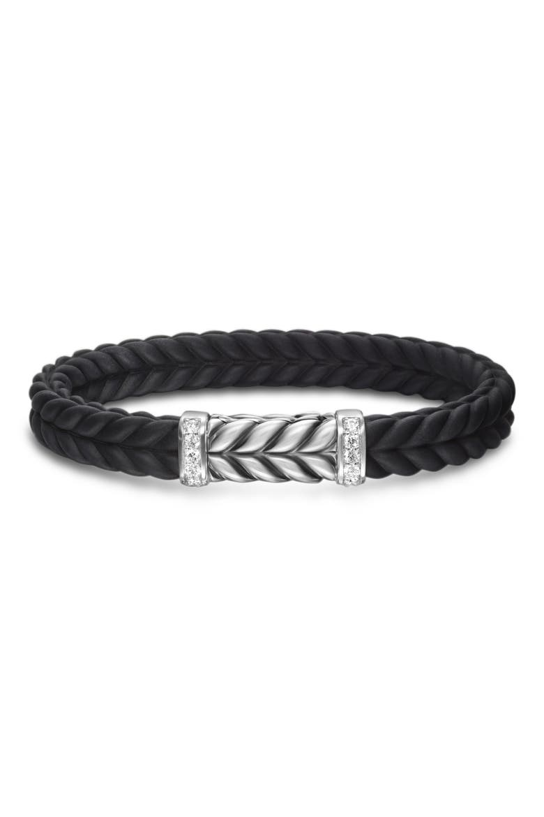 Chevron Station Rubber Bracelet, Main, color, BLACK/DIAMOND