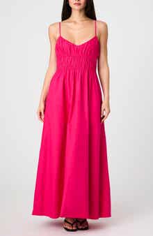 French Connection Ruched Cotton Poplin Maxi Dress