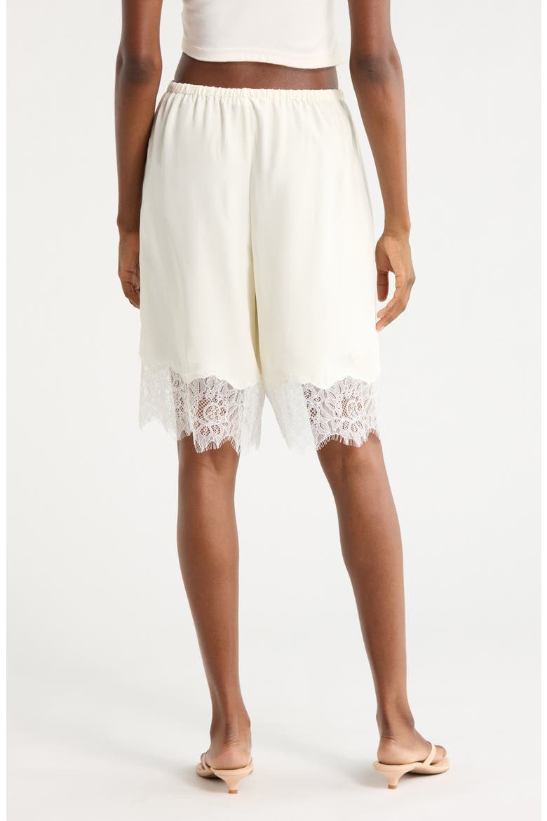 Verano Silk & Lace Shorts, Alternate, color, WHITE