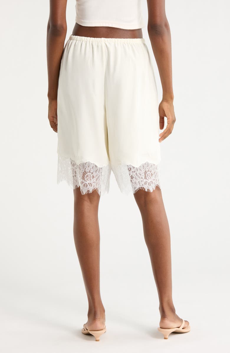 STAUD Verano Silk & Lace Shorts, Alternate, color, White