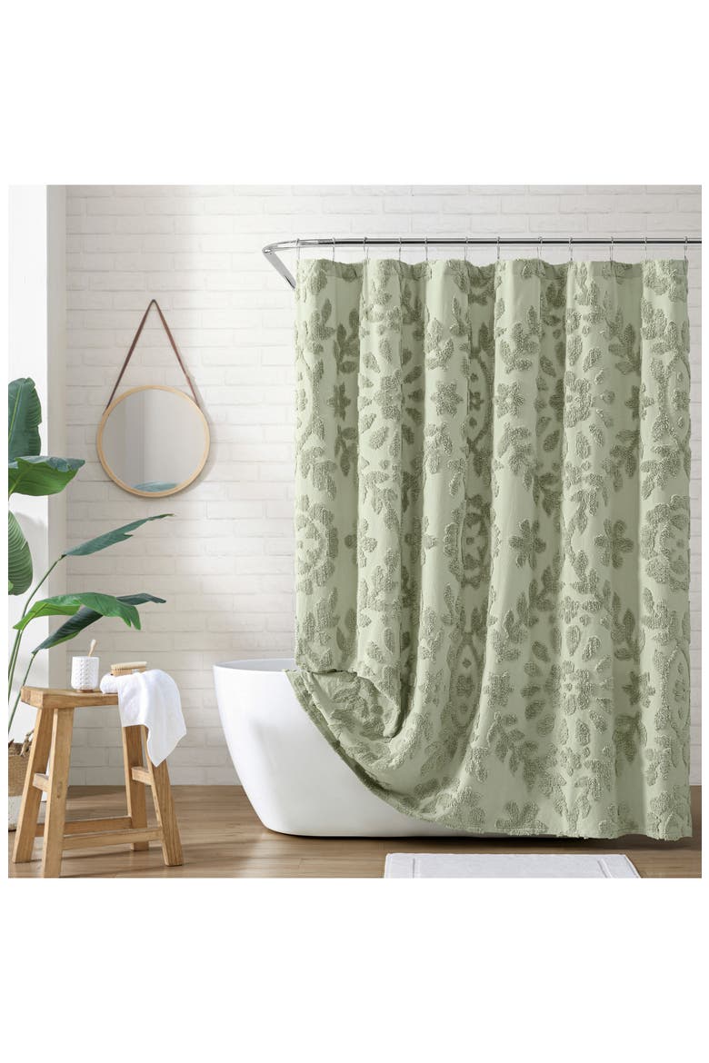 Chenille Laurel Shower Curtain, Alternate, color, SAGE