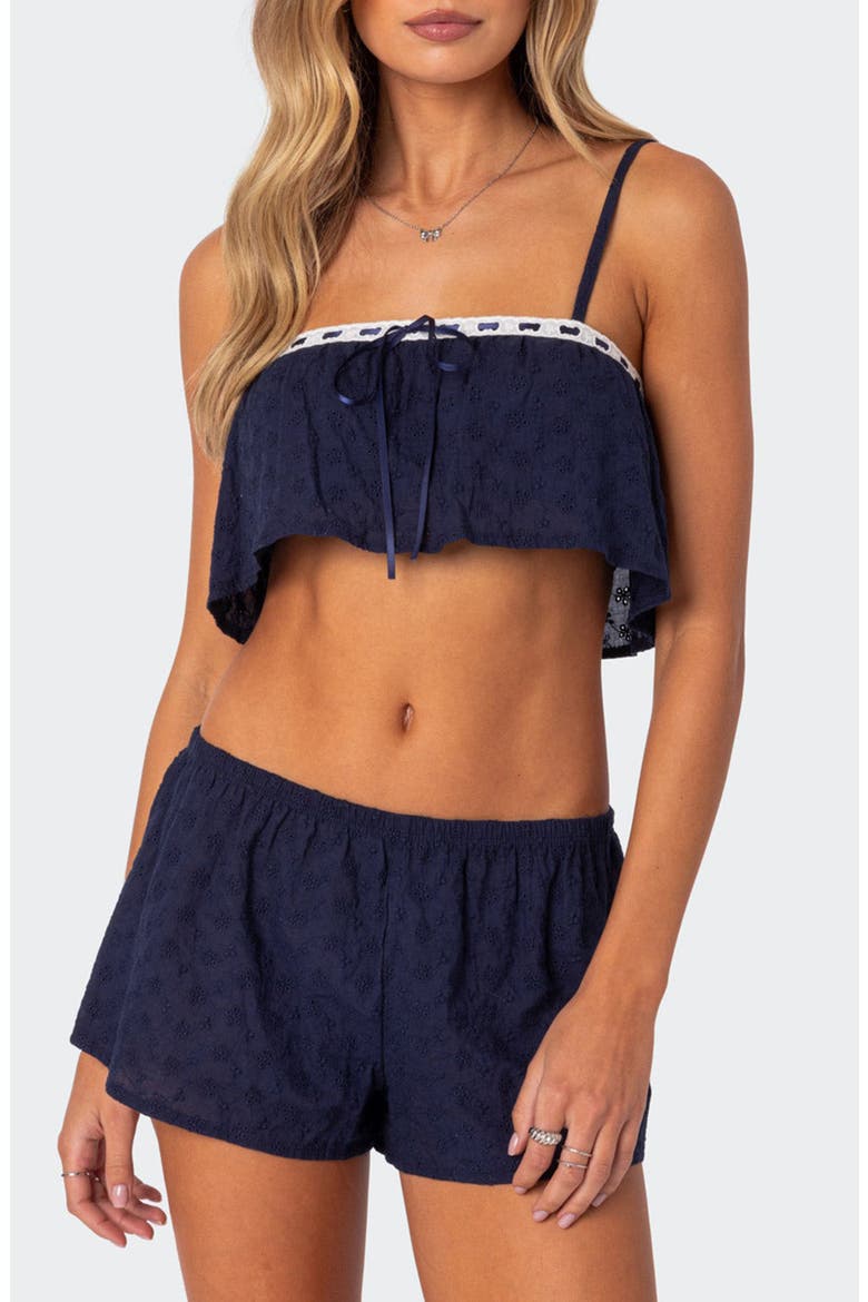 Edan Cotton Eyelet Crop Top, Main, color, NAVY