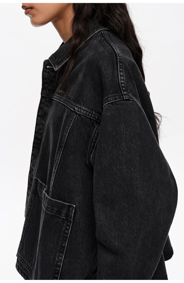 Bimba y Lola A-line Washed Denim Jacket, Alternate, color, Washed Black