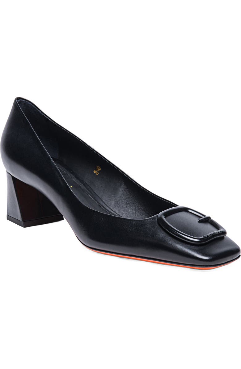 Santoni Women's leather mid-heel pump, Alternate, color, Black