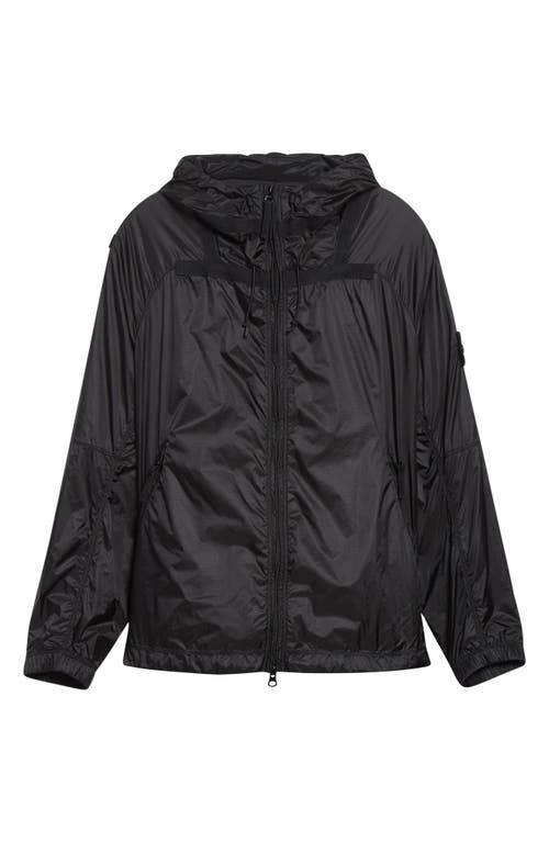 Stone Island Hooded Nylon Windbreaker In Brown