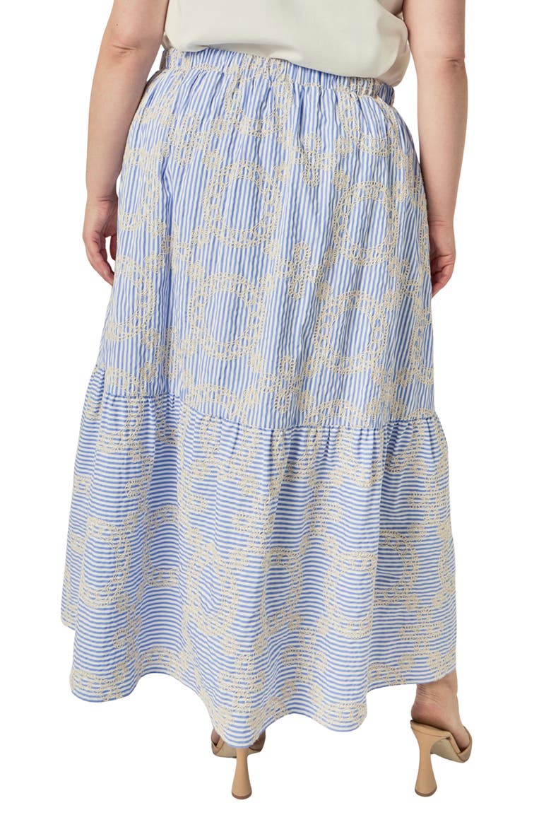 Embroidered Stripe Midi Skirt, Alternate, color, BLUE