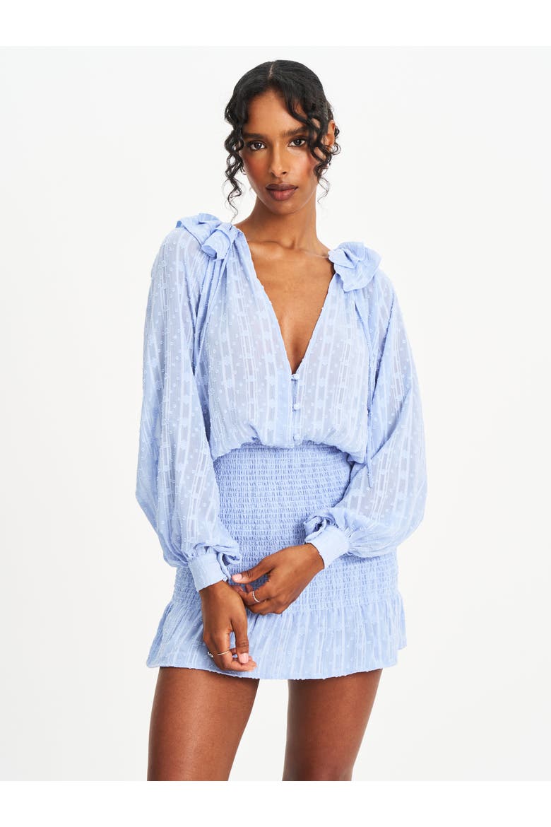 Zahari Smock Bottom Balloon Sleeve Mini Dress, Alternate, color, blue