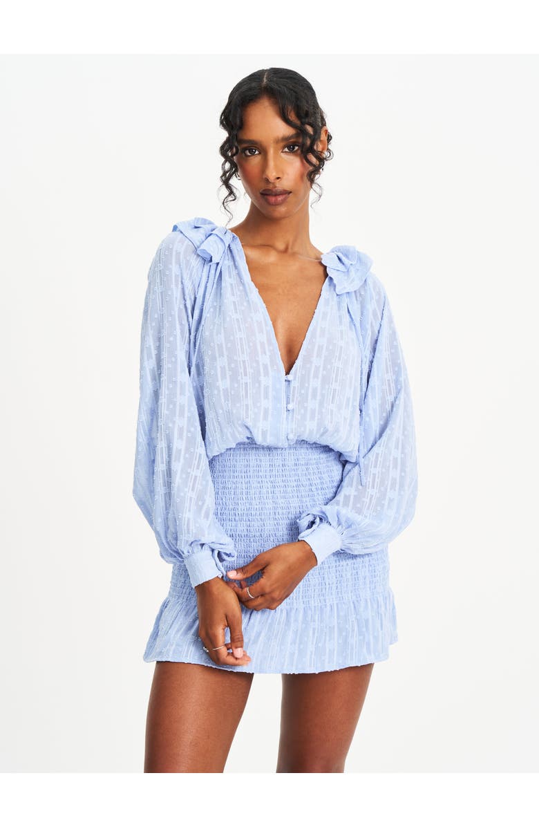 Miss Circle Zahari Smock Bottom Balloon Sleeve Mini Dress, Alternate, color, Blue