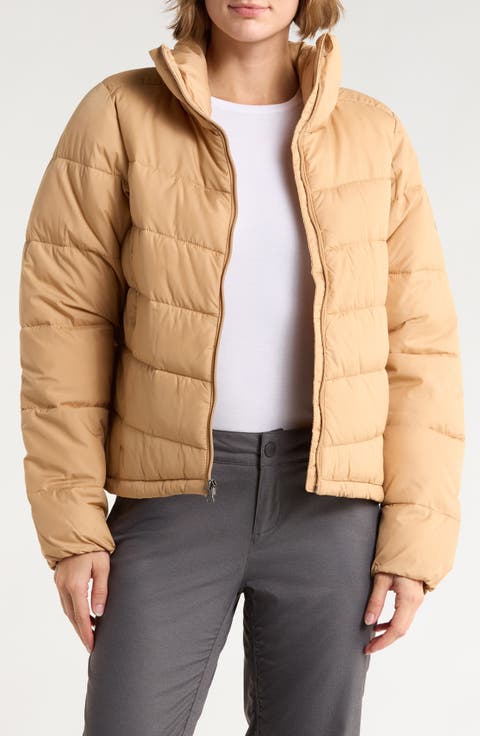 Shimmer Ridge Cropped Water Repellent Channel Quilted Puffer Jacket