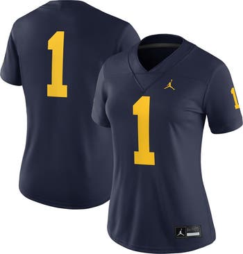 売れ筋商品|||ジョーダン Tシャツ トップス レディース Men's #1 Navy Michigan Wolverines Replica Jersey Navy Jordan Brand Women's Jordan Brand #1 Navy Michigan