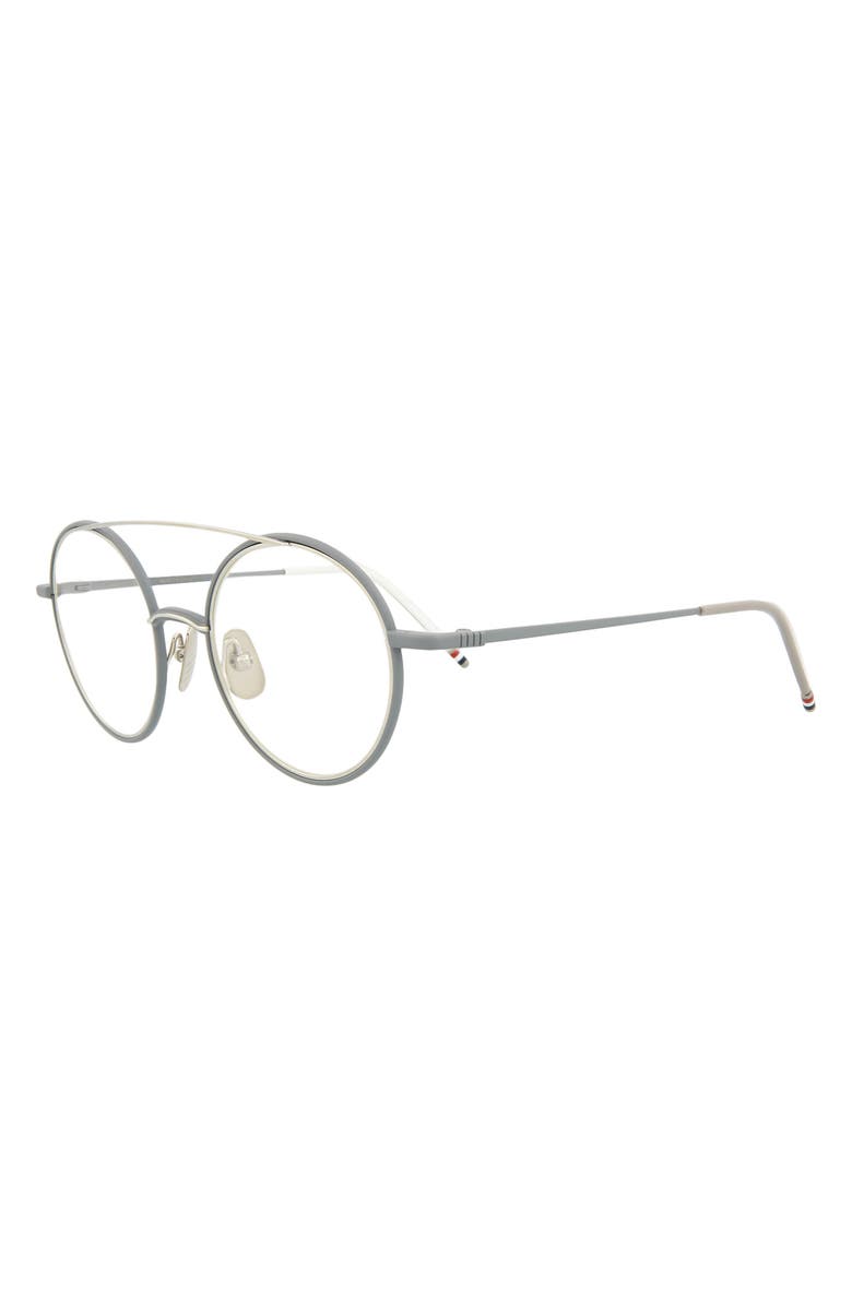 Thom Browne 50mm Round Optical Frames, Alternate, color, Matte Grey Silver