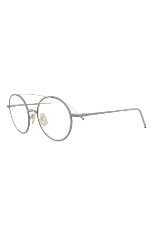 Thom Browne 50mm Round Optical Frames In Matte Grey Silver