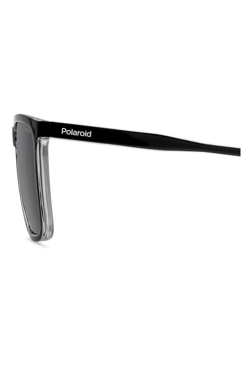 58mm Polarized Rectangular Sunglasses, Alternate, color, BLACK CRYSTAL/ GREY POLAR