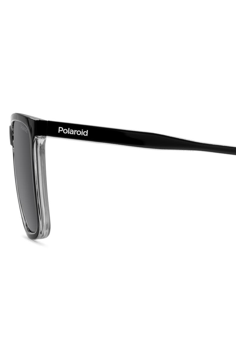 Polaroid 58mm Polarized Rectangular Sunglasses, Alternate, color, Black Crystal/ Grey Polar
