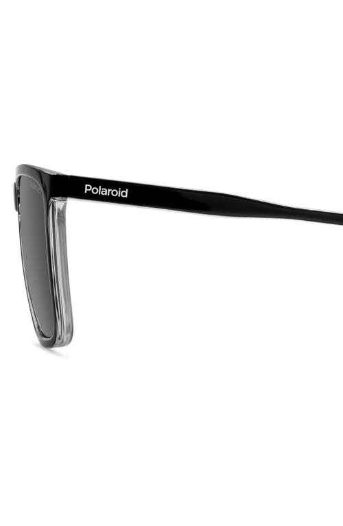 Polaroid 58mm Polarized Rectangular Sunglasses In Black Crystal/grey Polar