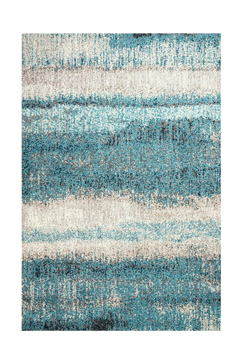 Contemporary POP Modern Abstract Vintage Area Rug, Alternate, color, Cream/Turquoise