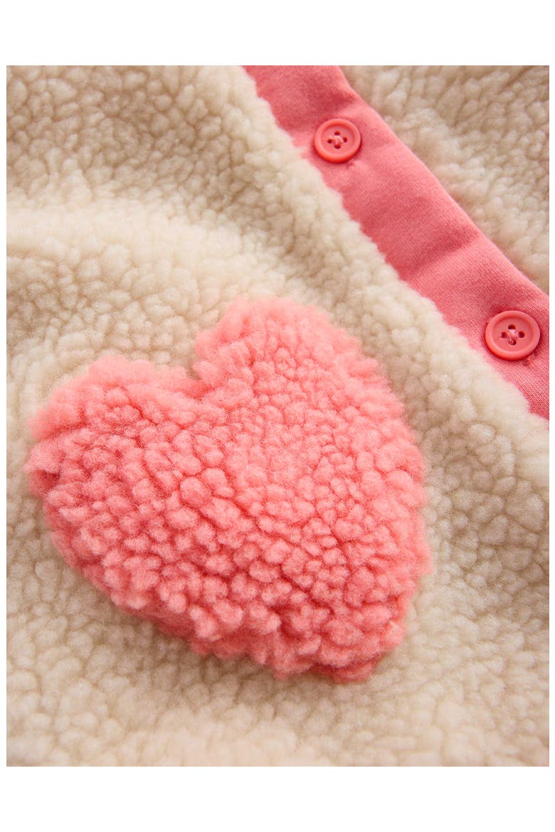 Kids' Borg Fleece Heart Jacket, Alternate, color, NEUTRAL/ PINK HEART