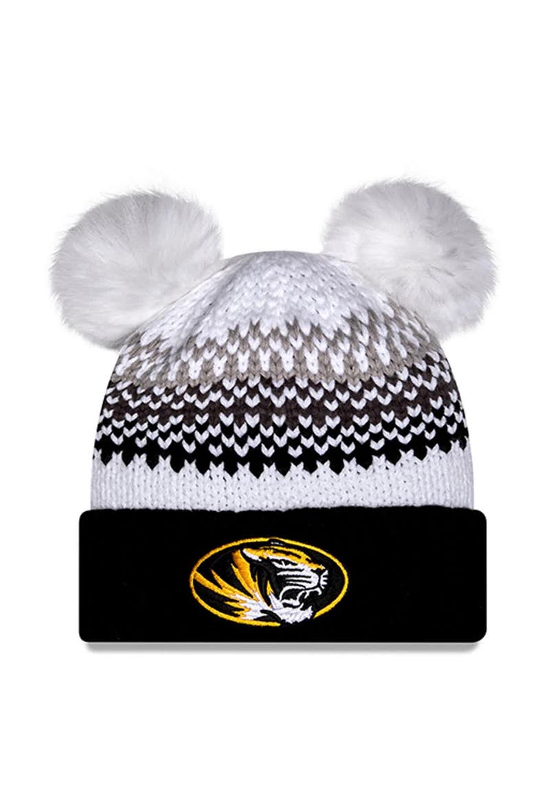 Women's New Era  Black Missouri Tigers Double Pom & Print Cuffed Knit Hat, Main, color, Black