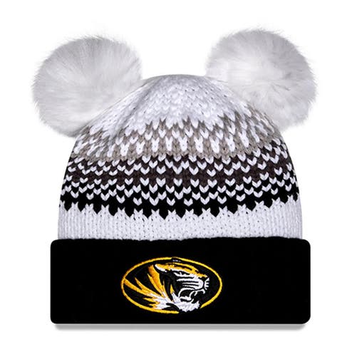 Women's New Era  Black Missouri Tigers Double Pom & Print Cuffed Knit Hat