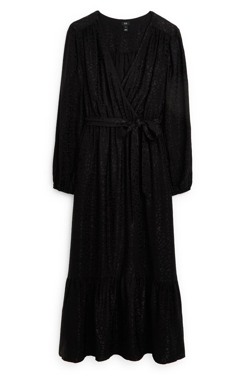 River Island Long Sleeve Jacquard Wrap Dress, Alternate, color, 