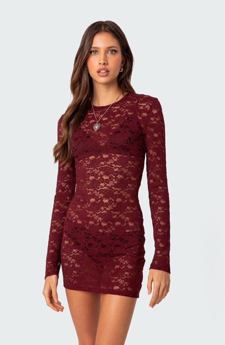 EDIKTED Surreal Sheer Lace Minidress, Alternate, color, 