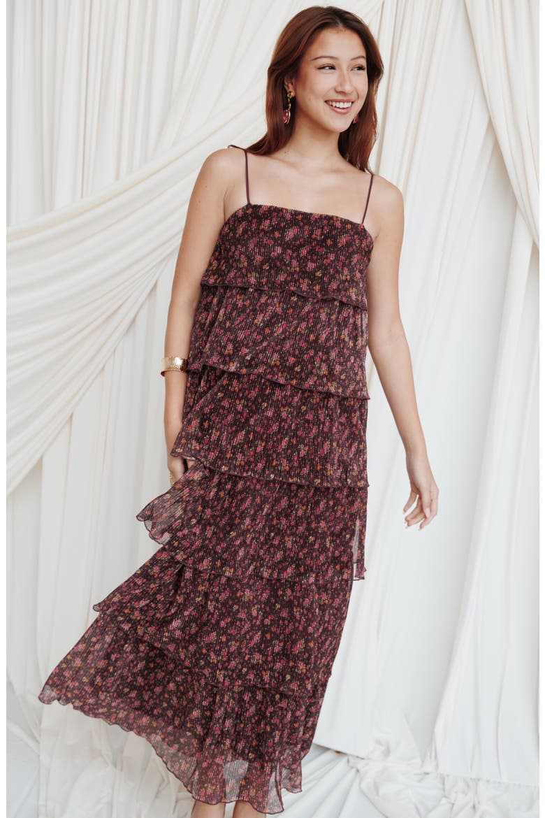 Alinae Tiered Maxi Dress, Alternate, color, PURPLE FLORAL