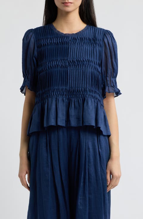 Brigette Smocked Peplum Top