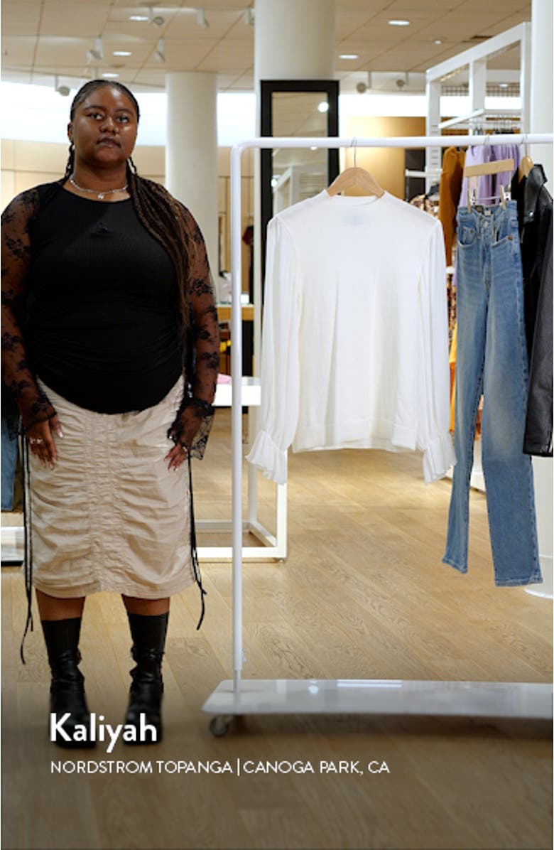 Pleated Sleeve Mock Neck Sweater, sales video thumbnail