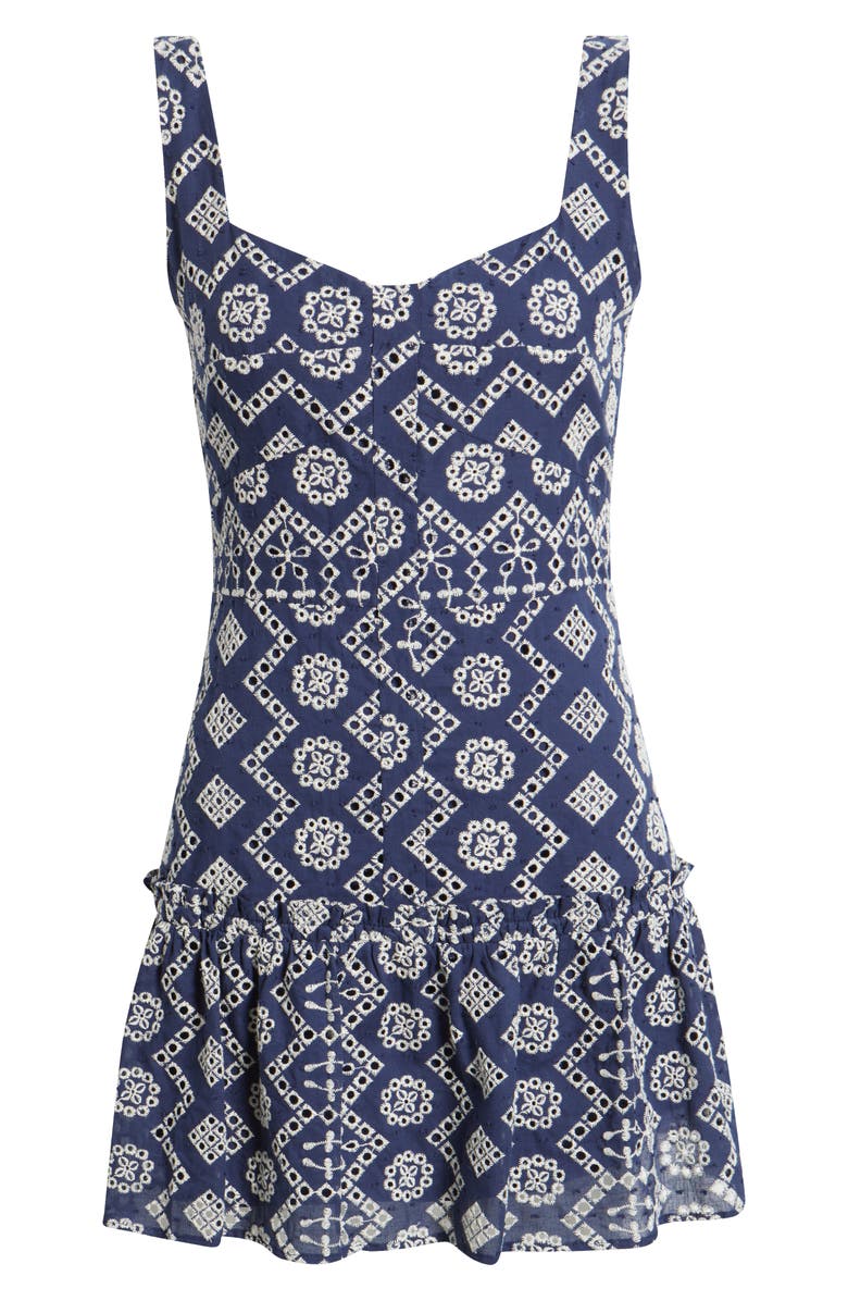 Adelyn Rae Vanni Eyelet Embroidered Minidress, Alternate, color, Navy