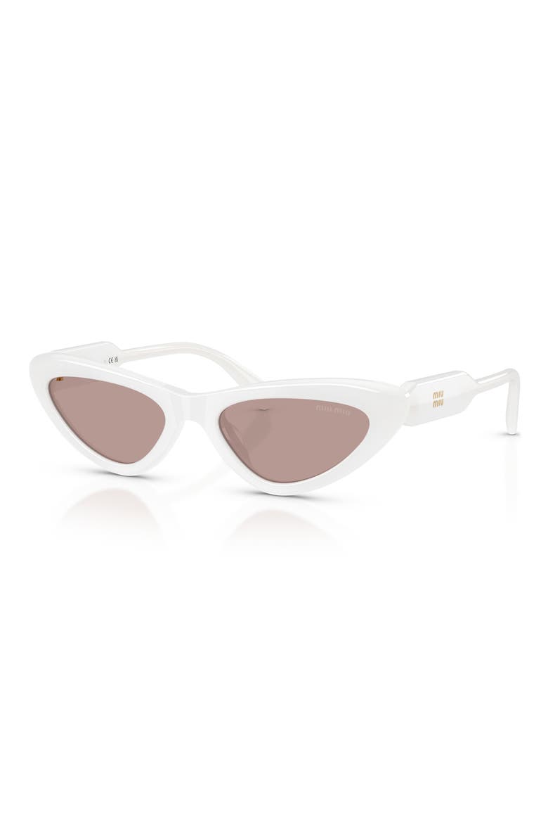 55mm Cat Eye Sunglasses, Alternate, color, OPAL WHITE / PURPLE BROWN