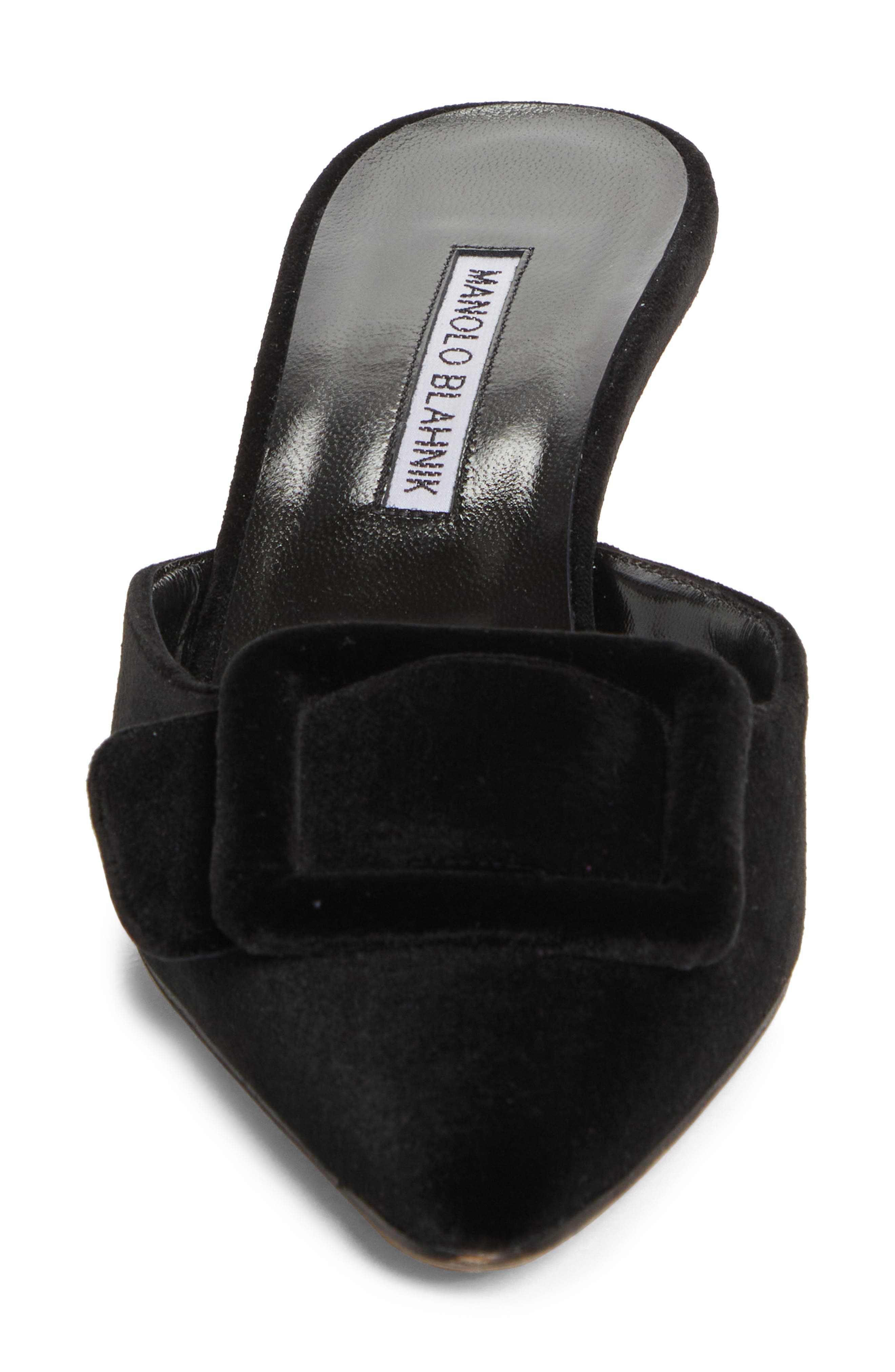 Manolo Blahnik Maysale Buckle Pointed Toe Mule, Alternate, color, Black
