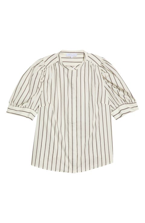 Kamara Striped Puff Sleeve Cotton Shirt