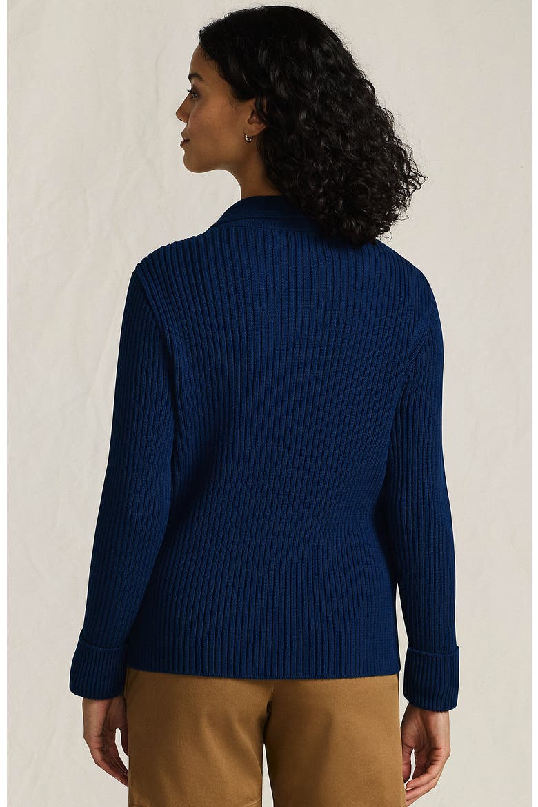 Plus Size Drifter Ribbed Collared Blazer Sweater, Alternate, color, Deep Sea Navy