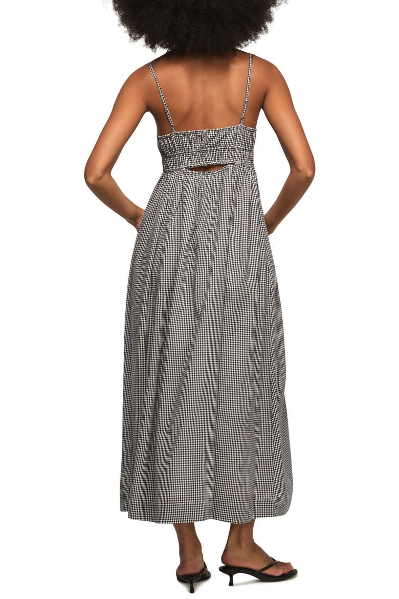 Empire Waist Midi Dress, Alternate, color, NAVY GINGHAM