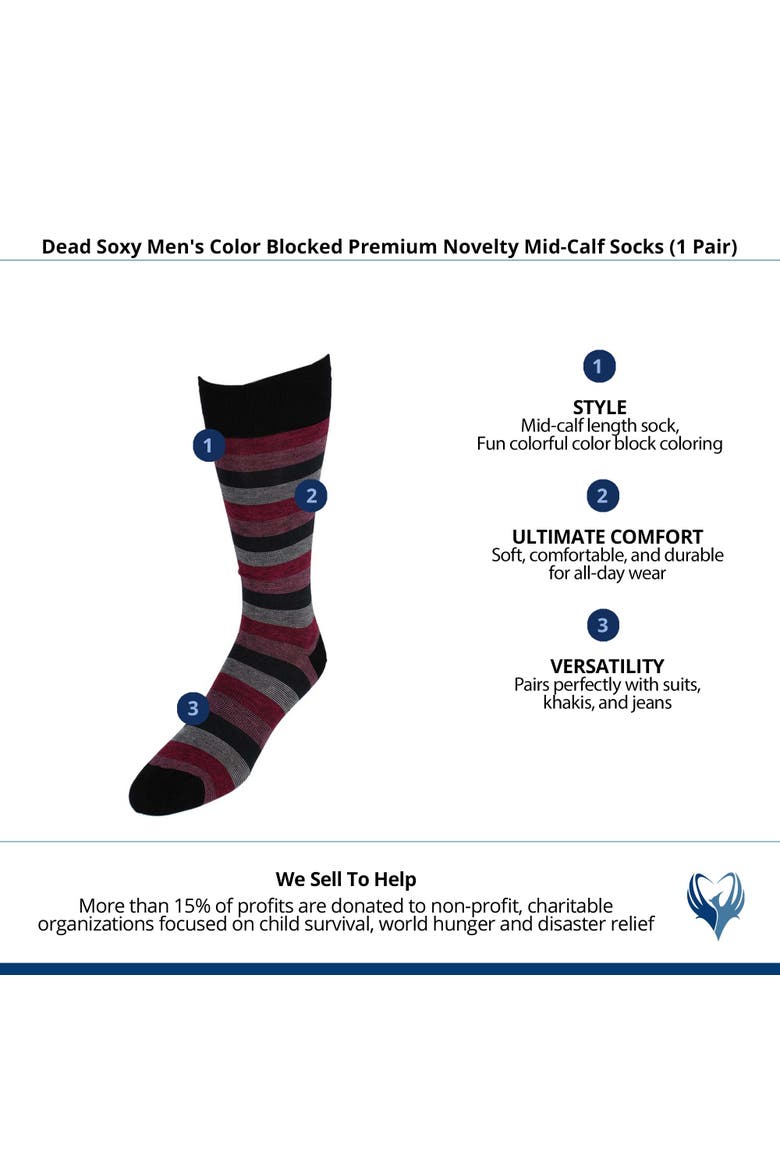 Men's Color Blocked Premium Novelty Mid-Calf Socks, Alternate, color, Multiple