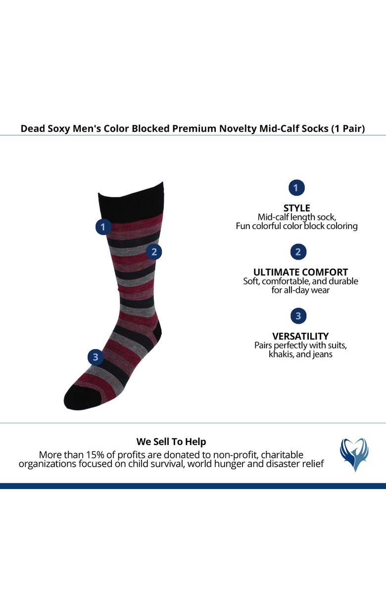 Dead Soxy Men's Color Blocked Premium Novelty Mid-Calf Socks, Alternate, color, Multiple