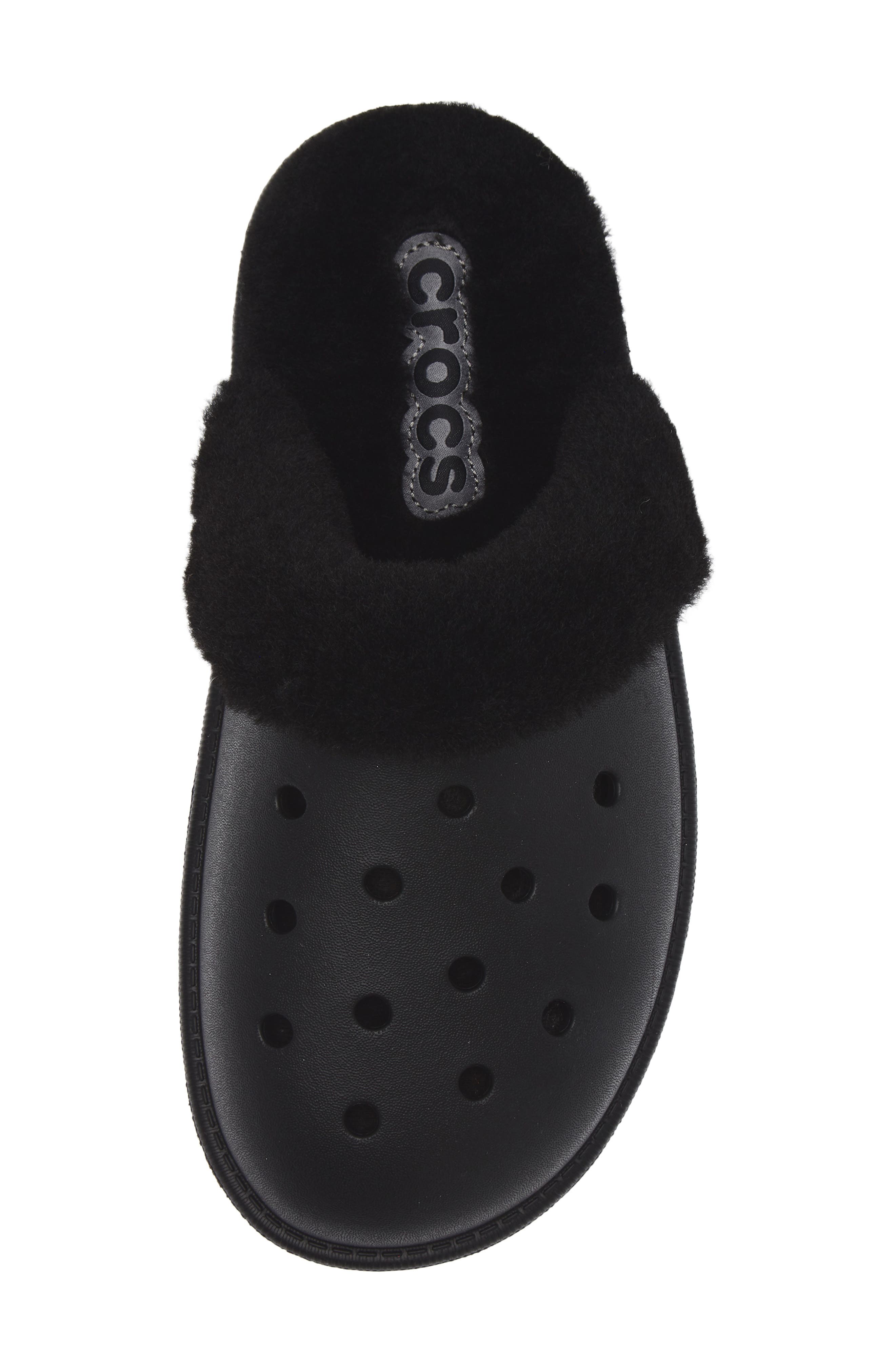 CROCS Classic Fuzz Scuff, Alternate, color, Black