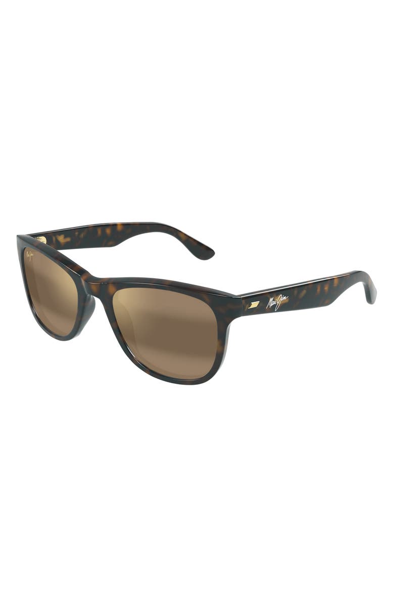 Maui Jim Kikonia XL 56mm PolarizedPlus2<sup>®</sup> Rectangular Sunglasses, Alternate, color, Shiny Melange Brown Havana