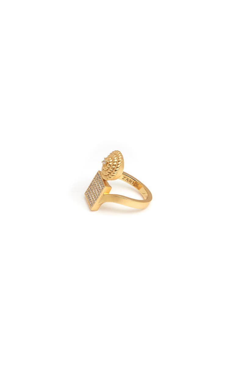 ZARUX Flower Square Ring, Alternate, color, Yellow Gold