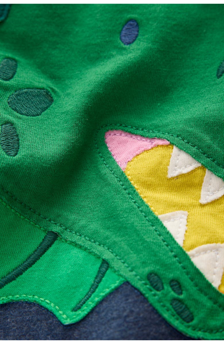 Mini Boden Kids' Dragon Appliqué Long Sleeve Cotton Graphic T-Shirt, Alternate, color, Blue Marl Dragon Fire