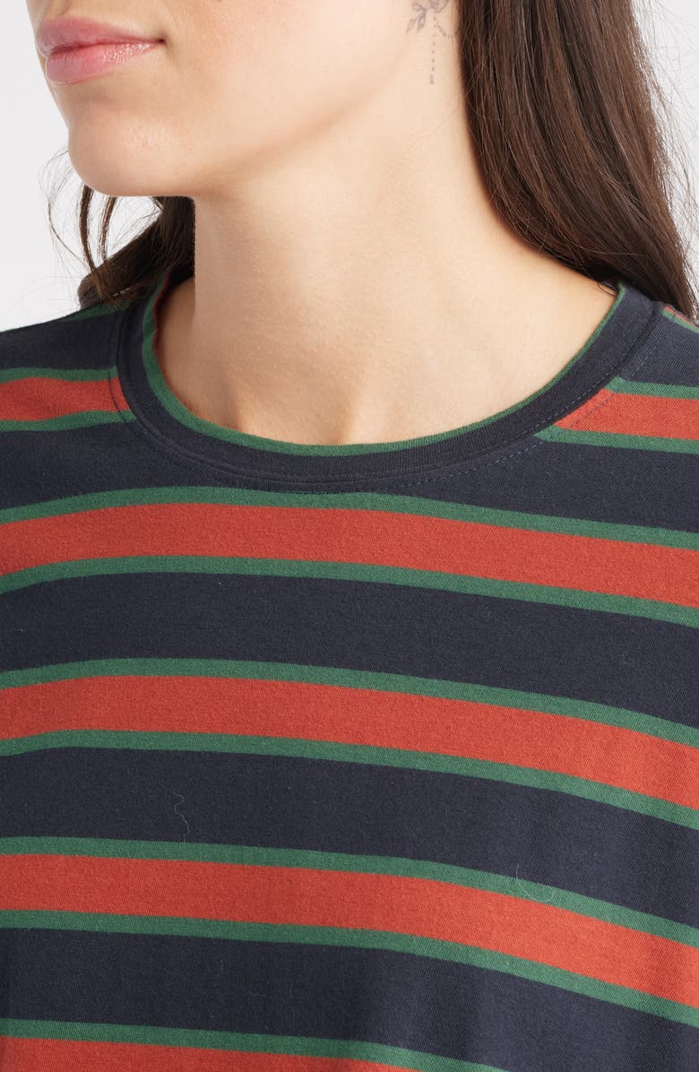 THE GREAT. The Campus Crew Stripe T-Shirt, Alternate, color, Navy Bridle Stripe