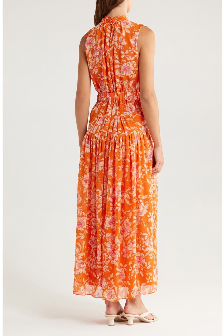 Floral Print Sleeveless Maxi Dress, Alternate, color, CORAL MULT