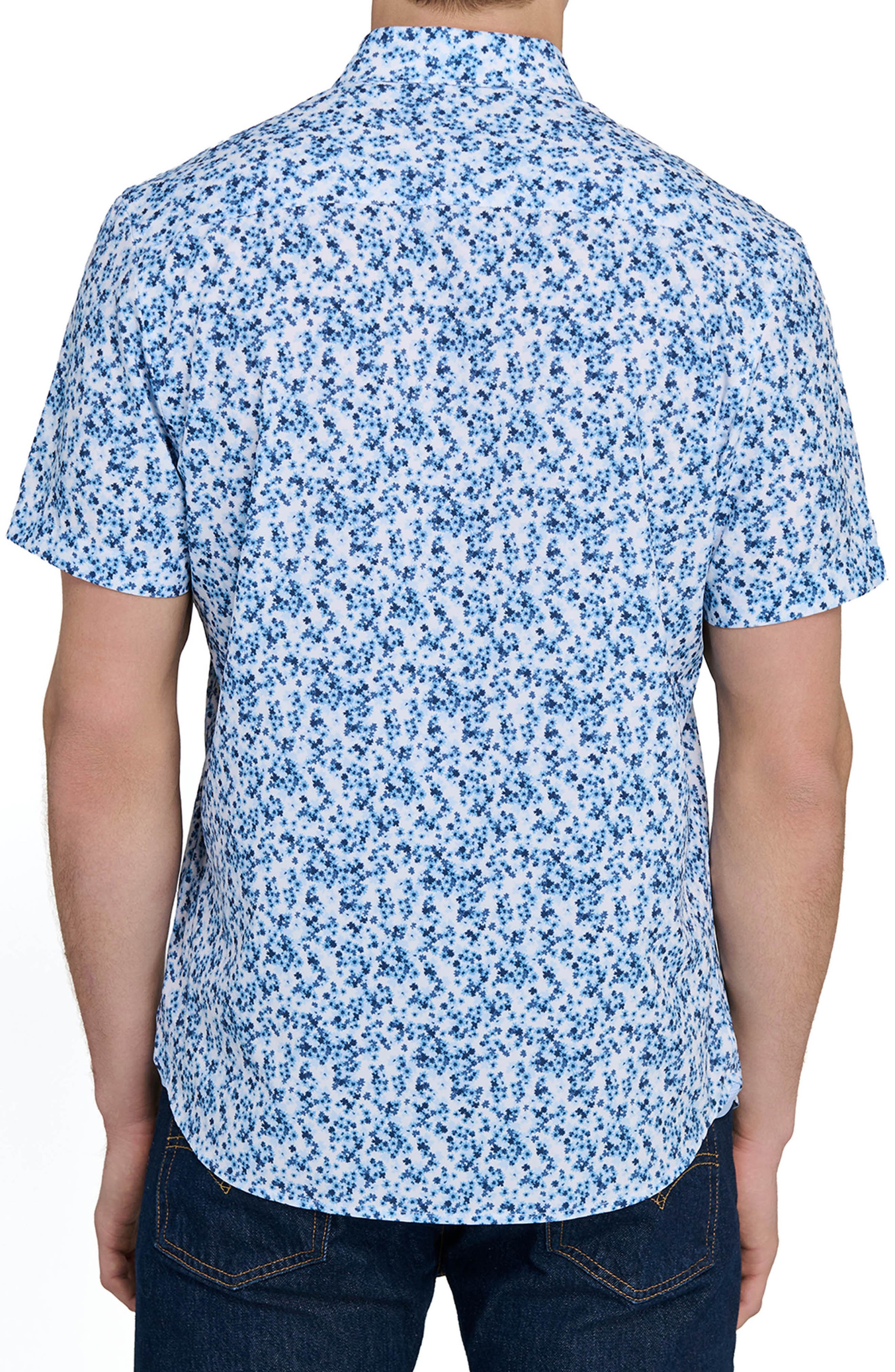 Slim Fit 4-Way Stretch Short Sleeve Button-Up Performance Shirt - image 2