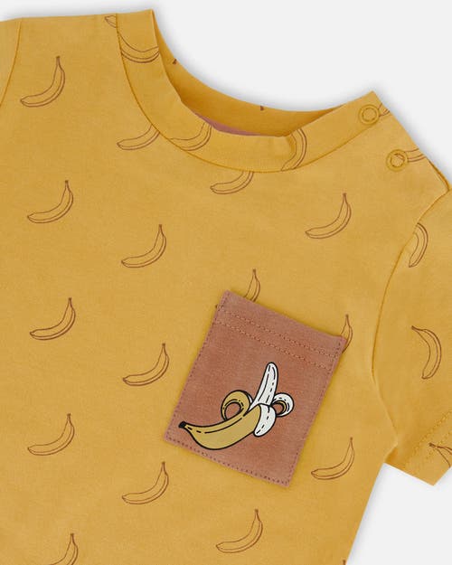 Deux Par Deux Baby Boy's Printed Organic Cotton Top And Short Set Brown, Yellow, And Bananas In Brown, Yellow, And Bananas